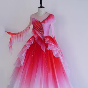 出租开场舞大摆裙演出服女大气飘逸新款歌伴舞现代舞蹈服装蓬蓬裙