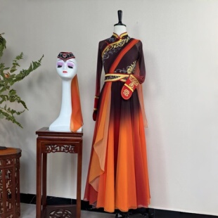 出租蒙古族少数民族艺考舞台演出服新款 蒙古表演服蒙族袍大摆裙女