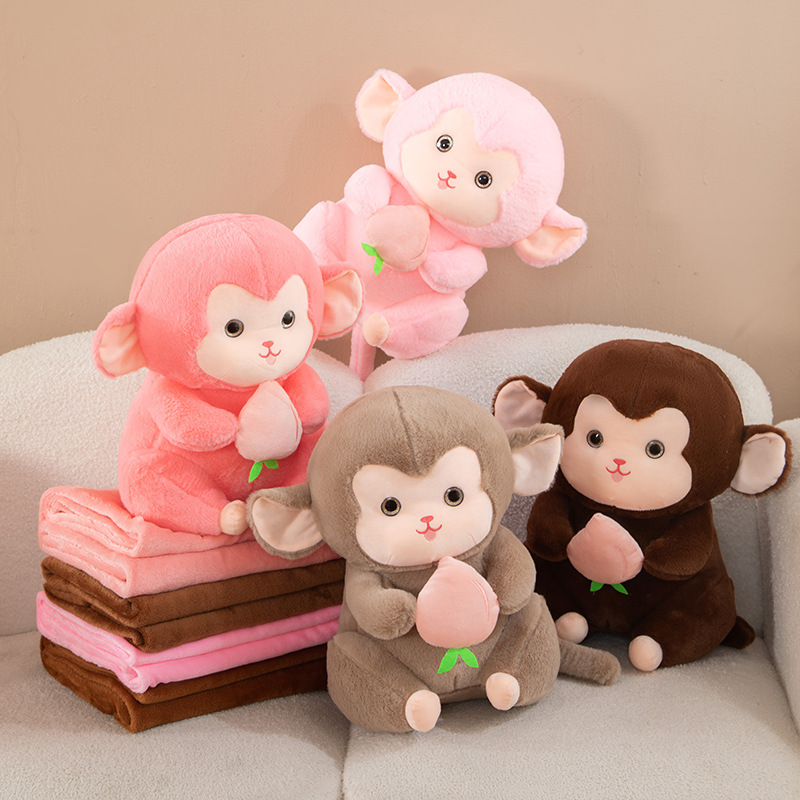 可爱猴子毛绒玩具抱桃猴玩偶创意公仔抱枕女生布娃娃儿童生日礼物