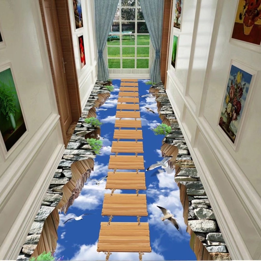 3D惊险视觉地毯高档酒店走廊过道长条地垫宾馆商用卷材地毯可裁剪