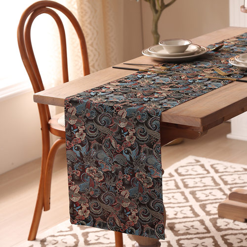 古典祥瑞复古轻奢家用龙凤餐厅防水防油隔热布艺桌垫桌旗批发