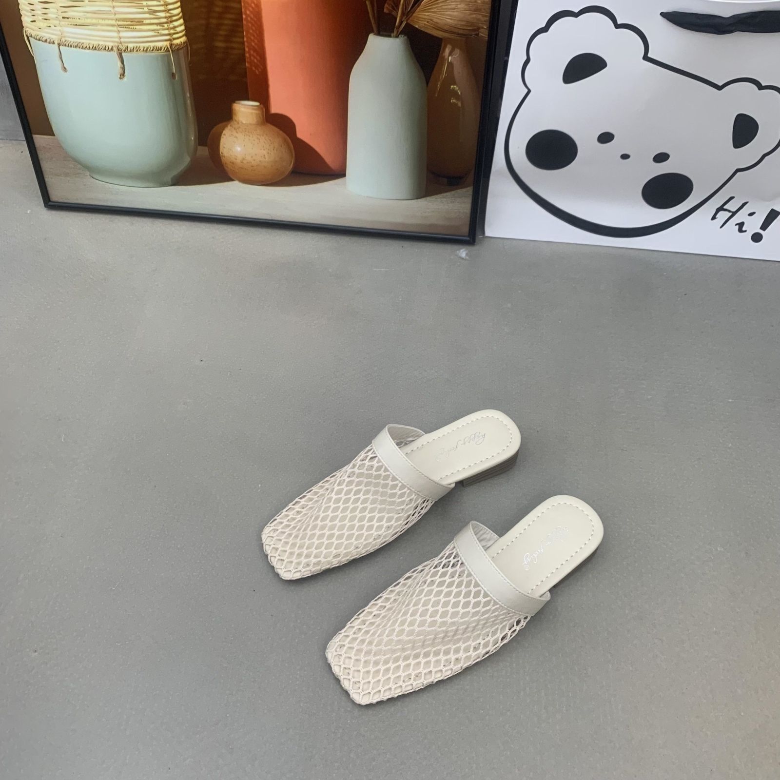 粗跟包头法式镂空包头拖鞋懒人鞋夏季2025新款百搭一脚蹬外穿女鞋