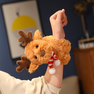 可爱圣诞节麋鹿啪啪手圈手腕手环毛绒玩具儿童学生节日礼物一件发