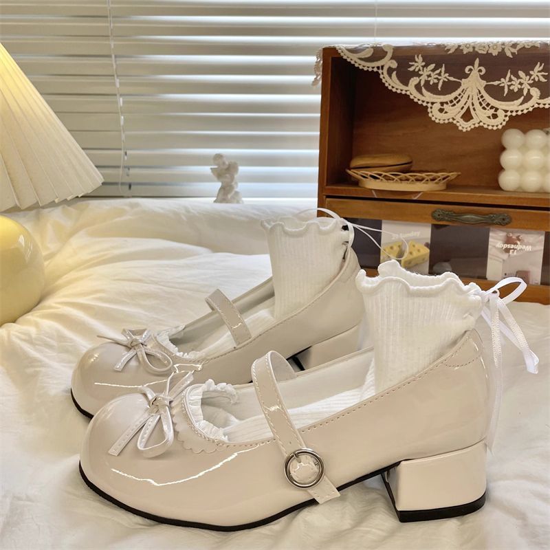 小皮鞋女2025新款秋季粗跟高跟鞋配裙子玛丽珍女鞋子法式绝美