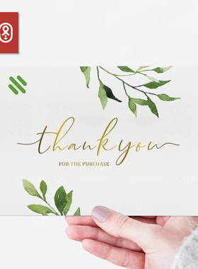 手写感谢卡定制高级感特种纸鲜花卡英文售后卡印刷高端打孔珠光纸