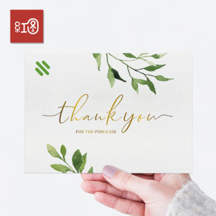 手写感谢卡定制高级感特种纸鲜花卡英文售后卡印刷高端打孔珠光纸