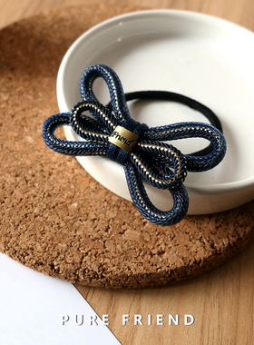 PUREFRIEND早秋金丝藏蓝时尚闪高档百搭马尾气质发圈皮筋发饰发绳