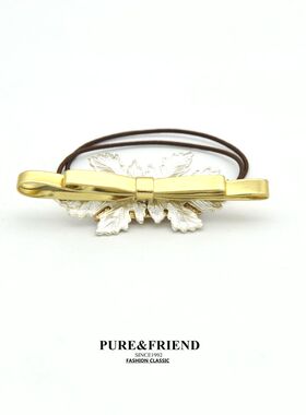 满58包邮】正品PureFriend发饰 银妆枫叶 百搭蝴蝶结皮筋发圈头饰