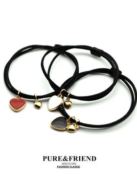 满58包邮]PureFriend 跳动的小红心滴油发圈皮筋头绳发绳手链手绳