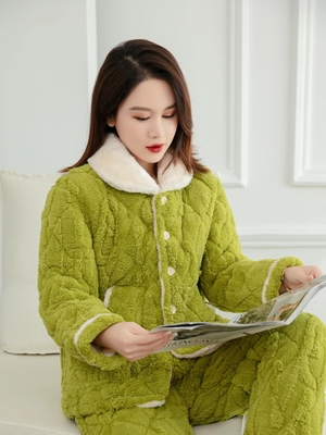 甜美保暖女士睡衣夹棉加厚女士
