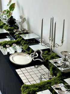 白绿色系韩式 甜品架 秩序感老钱风甜品台展示架银色甜品台摆台新款