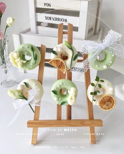 亚克力甜甜圈展示架装饰婚庆木架桌面甜品摆台木质饼干架