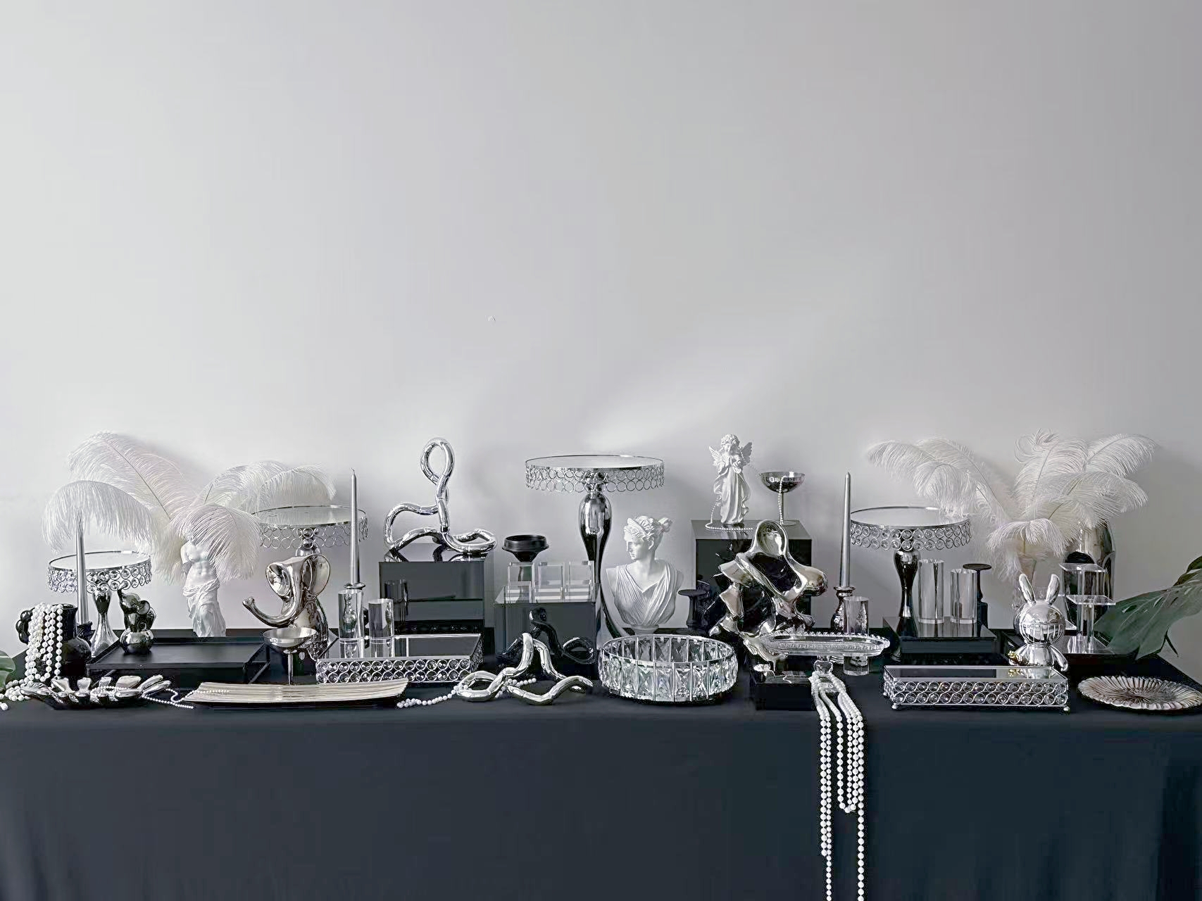 新款银黑色甜品台展示架摆台摆件茶歇开业摆台蛋糕架摆台摆件