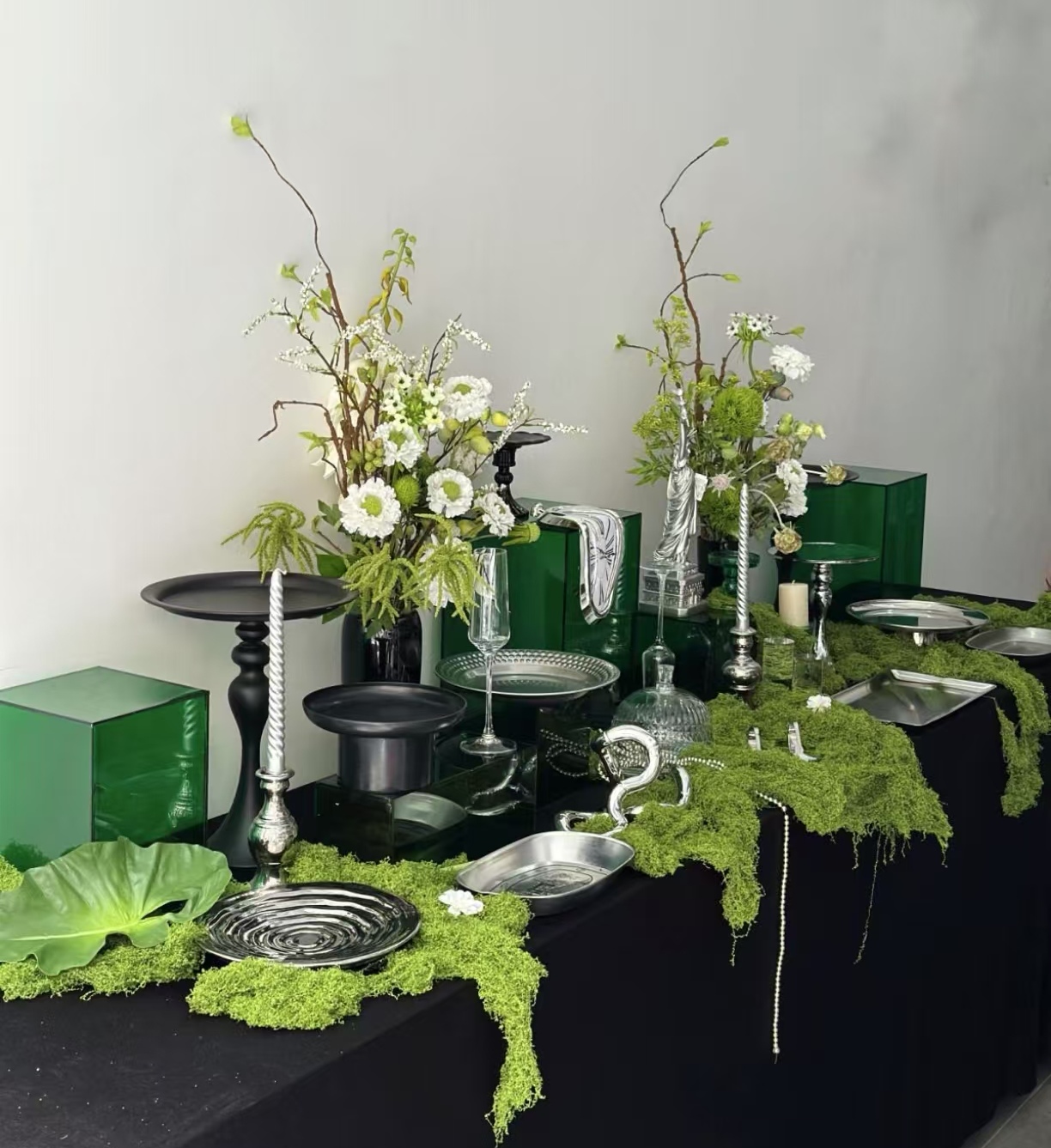 银黑绿色甜品台展示架摆台摆件茶歇展示架订婚开业蛋糕架茶歇展示