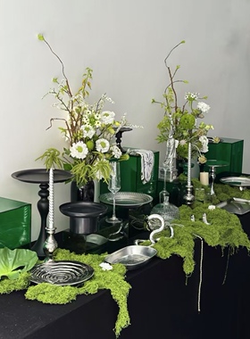 银黑绿色甜品台展示架摆台摆件茶歇展示架订婚开业蛋糕架茶歇展示