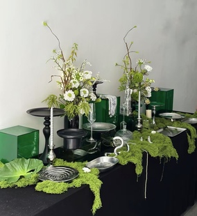 银黑绿色甜品台展示架摆台摆件茶歇展示架订婚开业蛋糕架茶歇展示