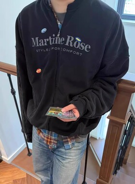 Martine Rose 25新解构双拉链水洗做旧标语贴纸开衫宽松卫衣夹克