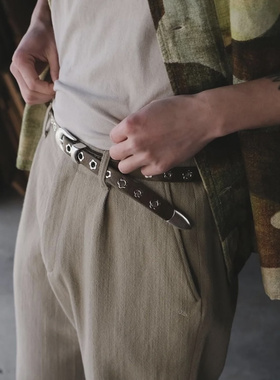 legacy风格 INS风头层牛皮可调节纯色细款花朵腰带皮带男女同款潮