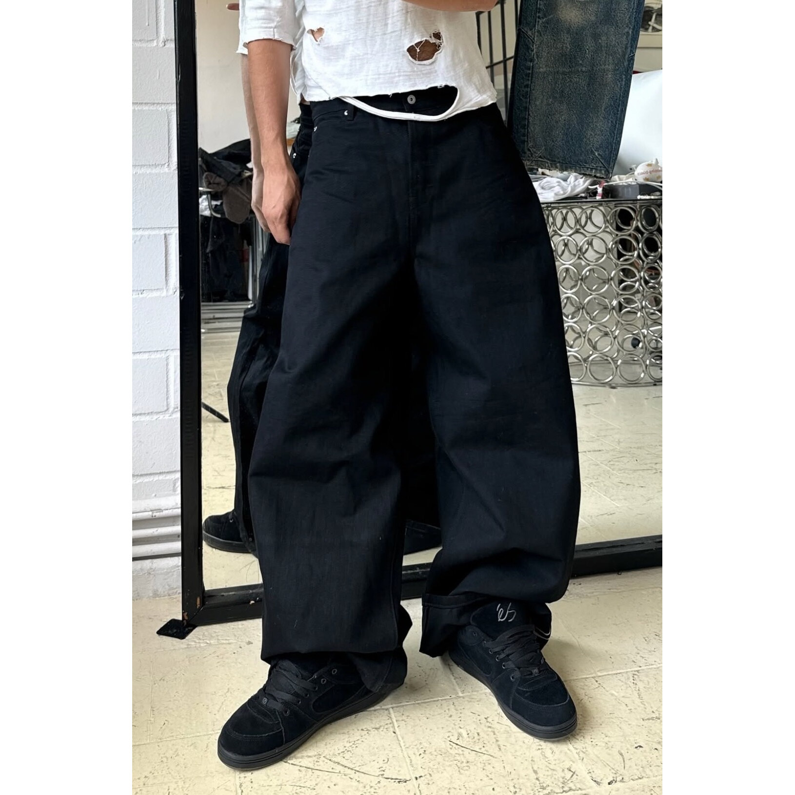 Nofaith Studios美式复古日产红边赤耳原色牛弯刀立体宽松牛仔裤