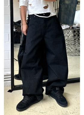 Nofaith Studios美式复古日产红边赤耳原色牛弯刀立体宽松牛仔裤