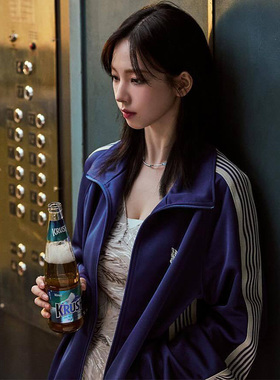 Needles 蝴蝶刺绣皇家蓝织带运动立领夹克复古外套柳智敏Karina同