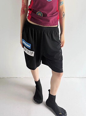 Martine rose 刺绣徽章印花贴布字母足球裤休闲五分运动短裤潮流