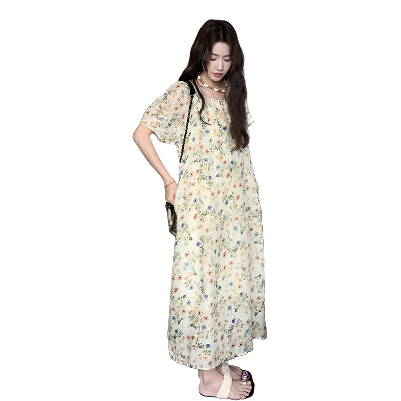 小清新甜美减龄碎花连衣裙女2025夏季新款多巴胺穿搭海边度假长裙,女装连衣裙,乔安迪