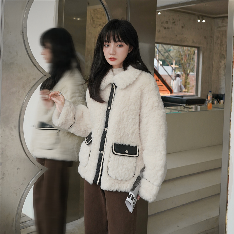 现货主推数据好高质感羊羔毛皮毛一体7002-P175-K248，女装毛呢外套，乔安迪
