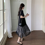 新品B126-5862-P135K218碎花雪纺拼接T裙，女装连衣裙，乔安迪