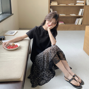 新品 B126-5862-P135K218碎花雪纺拼接T裙,女装连衣裙,乔安迪