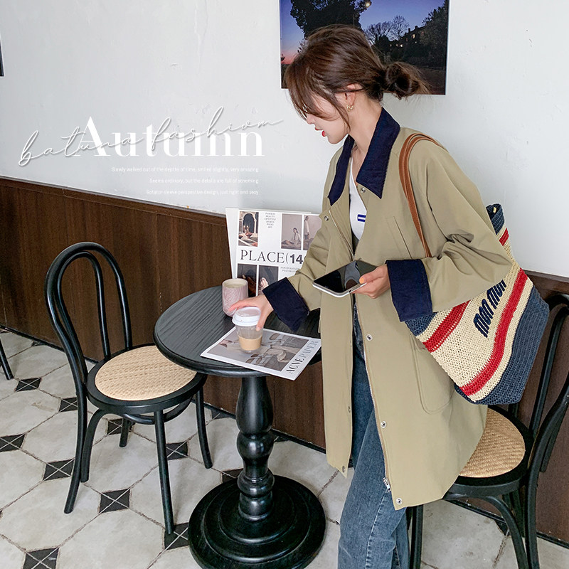 韩系宽松休闲风衣外套女秋2024新款大码女装超好看中长款工装大衣，女装西装，乔安迪