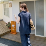 薄牛仔套装女2025新款夏季韩版休闲复古气质松弛感穿搭裤子两件套，女装套装/套裙，乔安迪