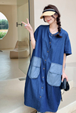 【】超薄牛仔面料2XL大码牛仔连衣裙22107-P115-K168，女装连衣裙，乔安迪
