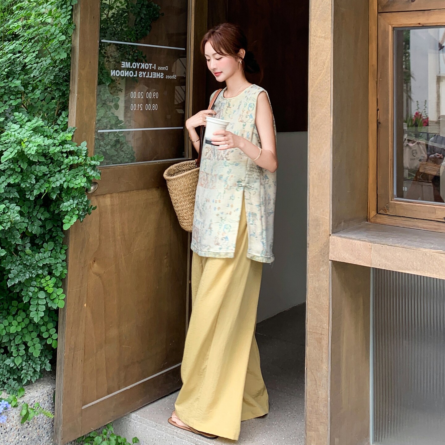 新中式国风流苏提花马甲背心套装女2025夏季气质休闲阔腿裤两件套,女装套装/套裙,乔安迪