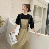 2022现货主推套装泡泡袖背带裙连衣裙Q9932-P105-K158单裙P80K138，女装连衣裙，乔安迪