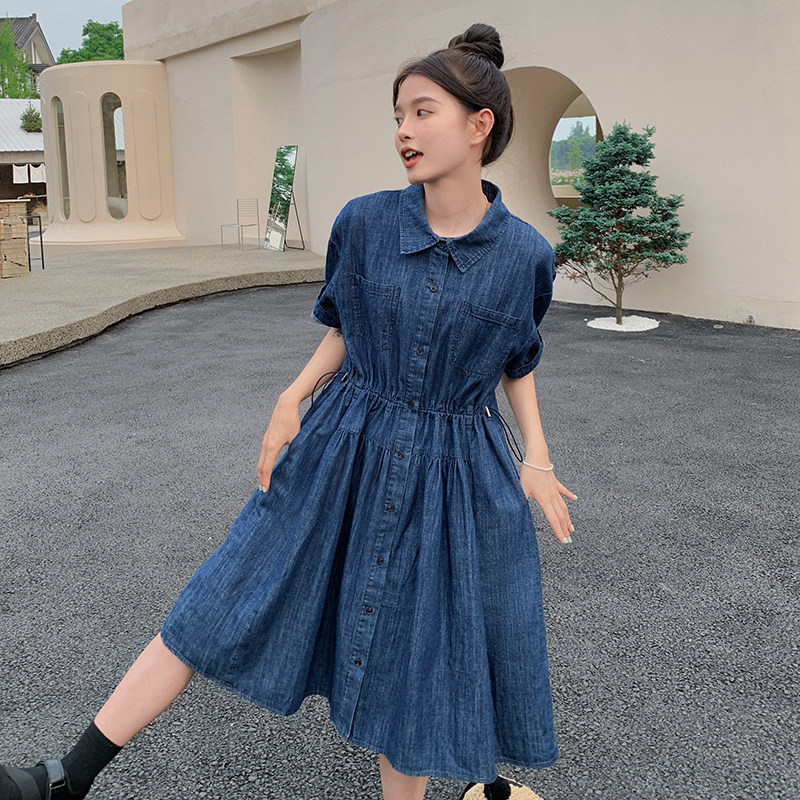 【新品】薄款学院风定制面料牛仔连衣裙22106-P120-K168,女装连衣裙,乔安迪