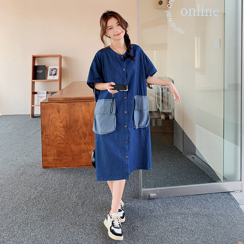 【】超薄牛仔面料2XL大码牛仔连衣裙22107-P115-K168,女装连衣裙,乔安迪