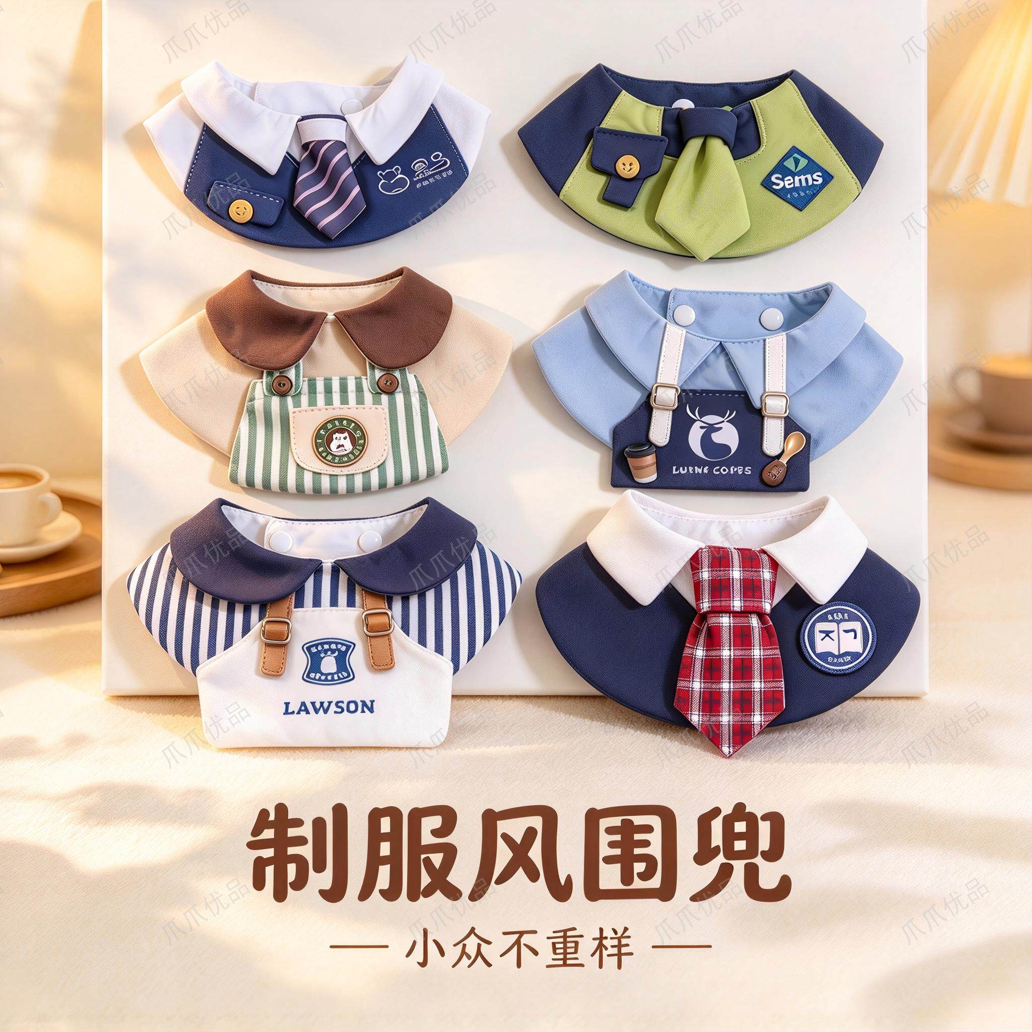 宠物围脖萌宠拍照生日礼物泰迪比熊猫咪围兜小型犬制服风节日装饰