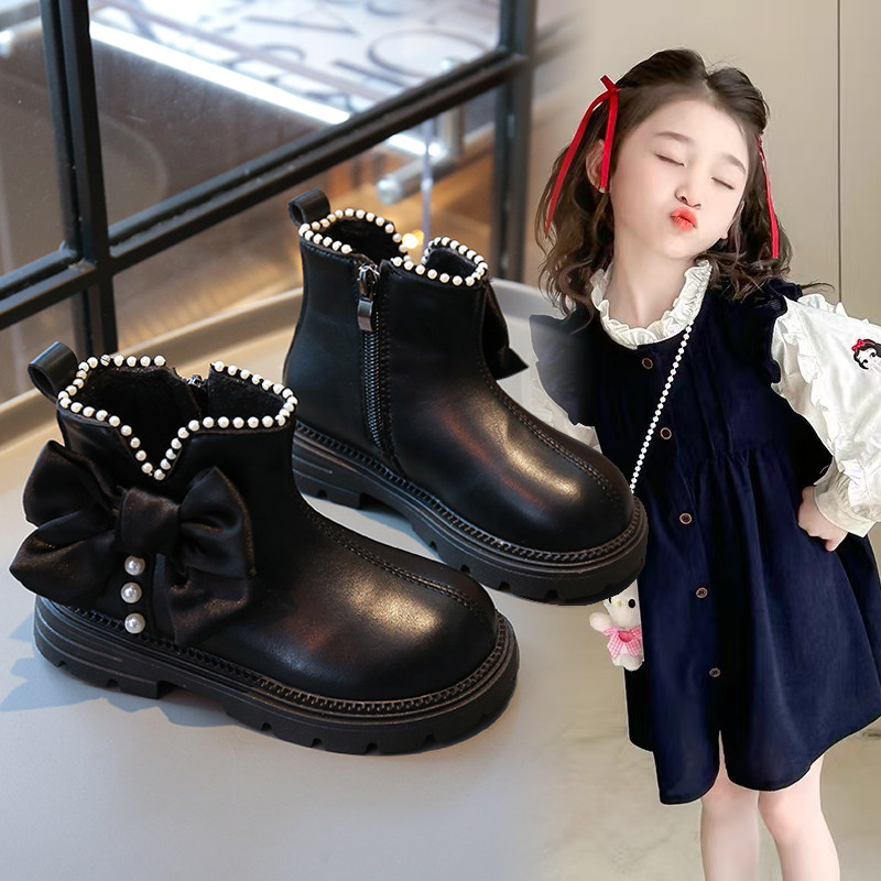 女童靴子中大童公主短靴小女孩加绒二棉鞋秋冬季新款黑色马丁靴,童鞋/婴儿鞋/亲子鞋,皮靴,淘宝优惠券,粉丝福利购,淘宝优惠卷