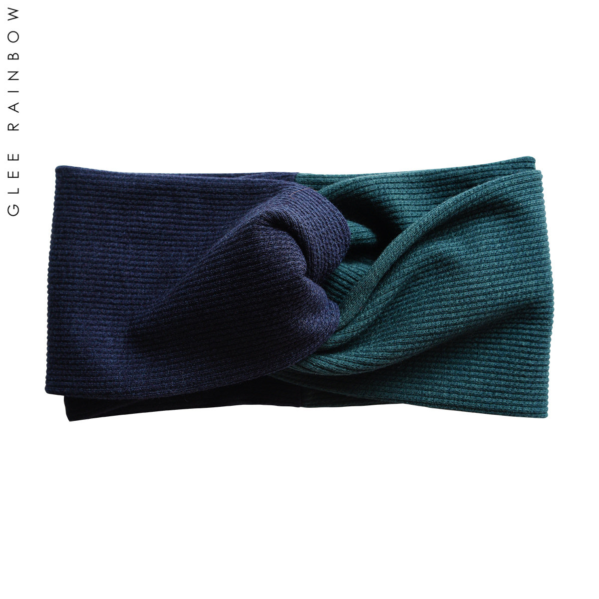 glee rainbow 独家超宽秋冬针织厚实复古墨绿深蓝色帽式潮人发带