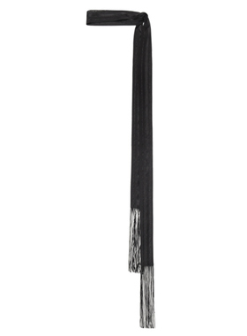 Glee rainbow黑色透视暗条纹银丝真丝超薄朋克流苏丝巾长围巾