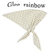 造型头巾 米白小波点清新少女真丝双绉方巾 Glee rainbow