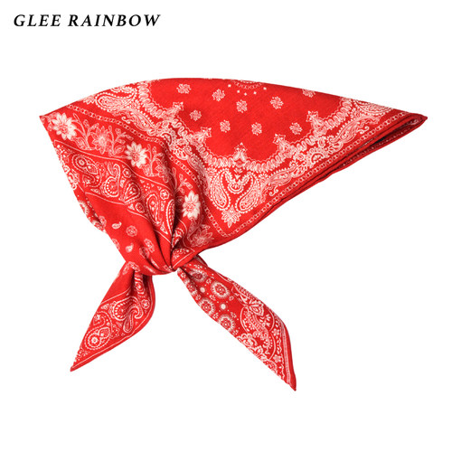 Glee rainbow美式潮流红色腰果花嘻哈风羊毛真丝柔软舒适方巾头巾