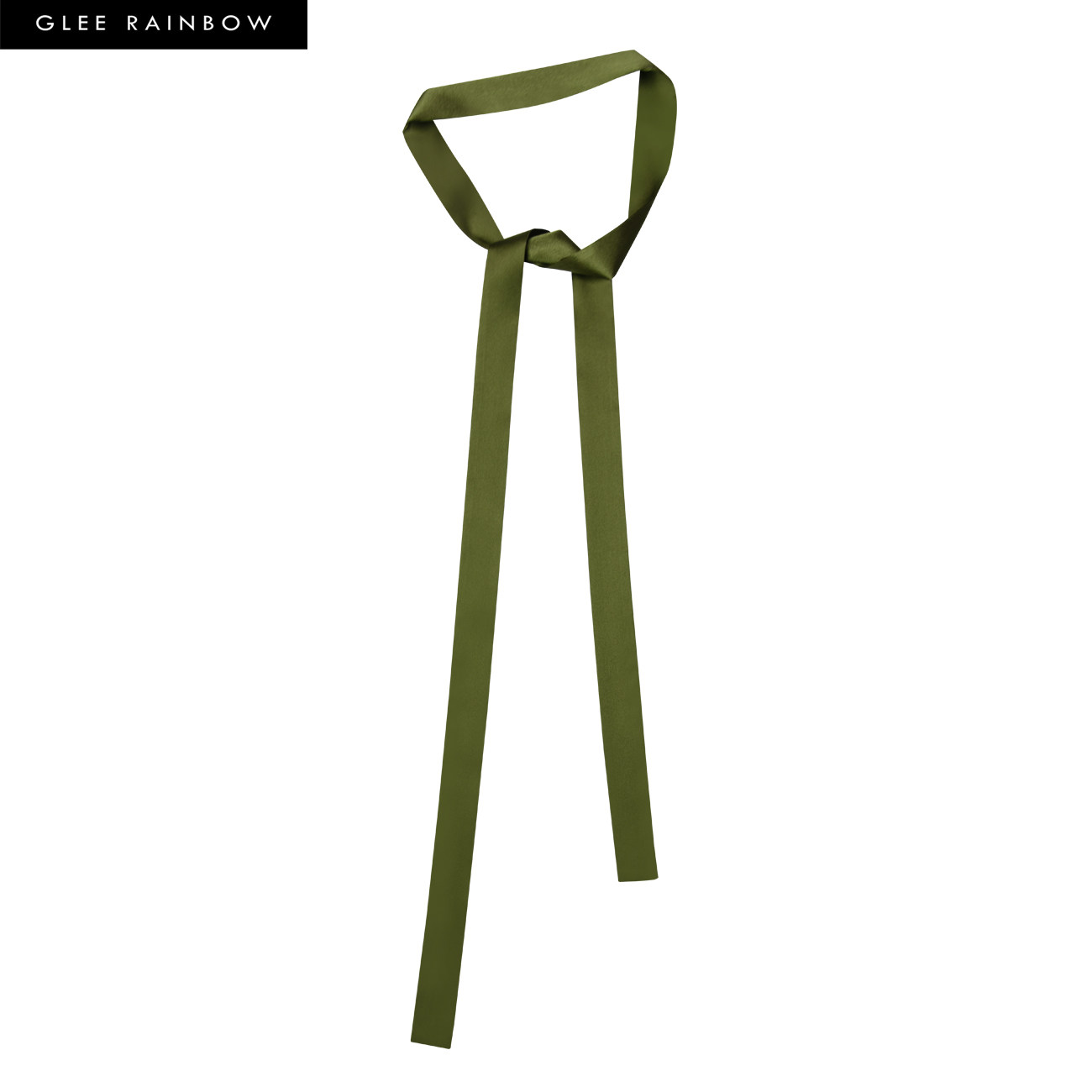 Glee rainbow 复古军绿蝴蝶结领带领巾100%真丝超细丝巾