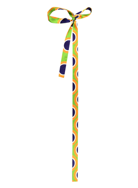 GLEE RAINBOW度假大波点绿色真丝缎细长丝巾绑发细丝带