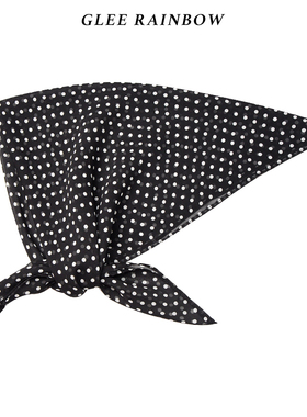 Glee rainbow经典黑白小波点真丝超薄方巾头巾