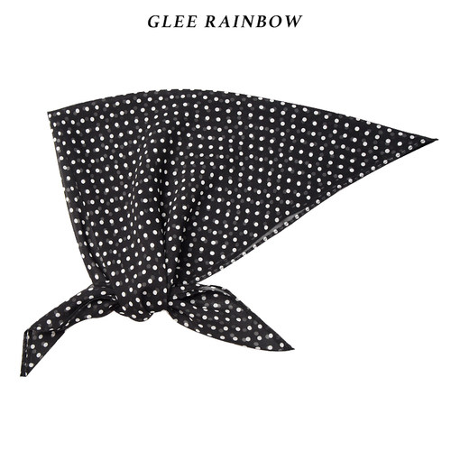 Glee rainbow经典黑白小波点真丝超薄方巾头巾