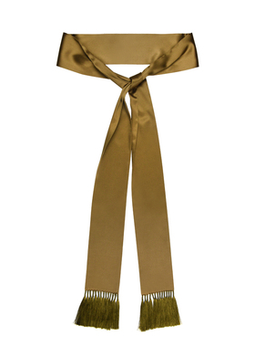 GLEE RAINBOW 时髦金棕色真丝手工流苏围巾