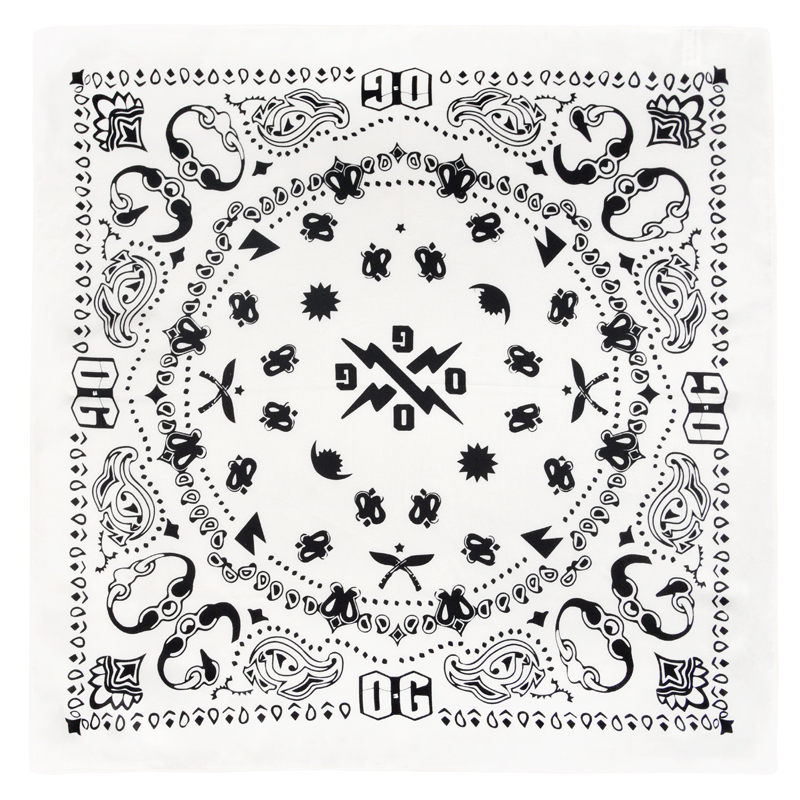 glee rainbow白色100%桑蚕丝哥特风图案印花造型头巾丝巾百搭方巾