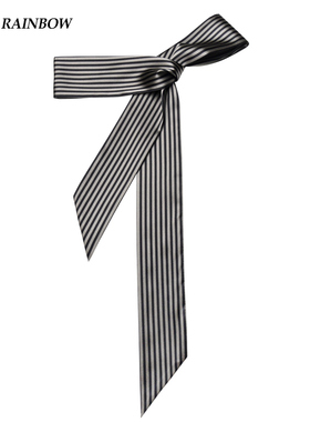 Glee rainbow灰黑真丝条纹英式男款衬衫时髦窄丝巾